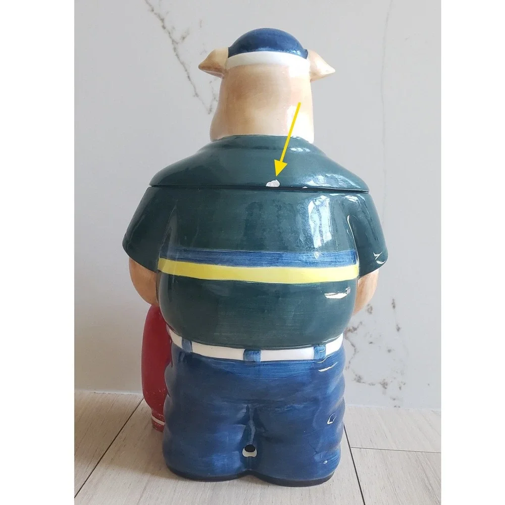 Vintage Cow Cookie Jar Golfer‎ Ceramic Whimsical Kitchen Decor 12 Inch
